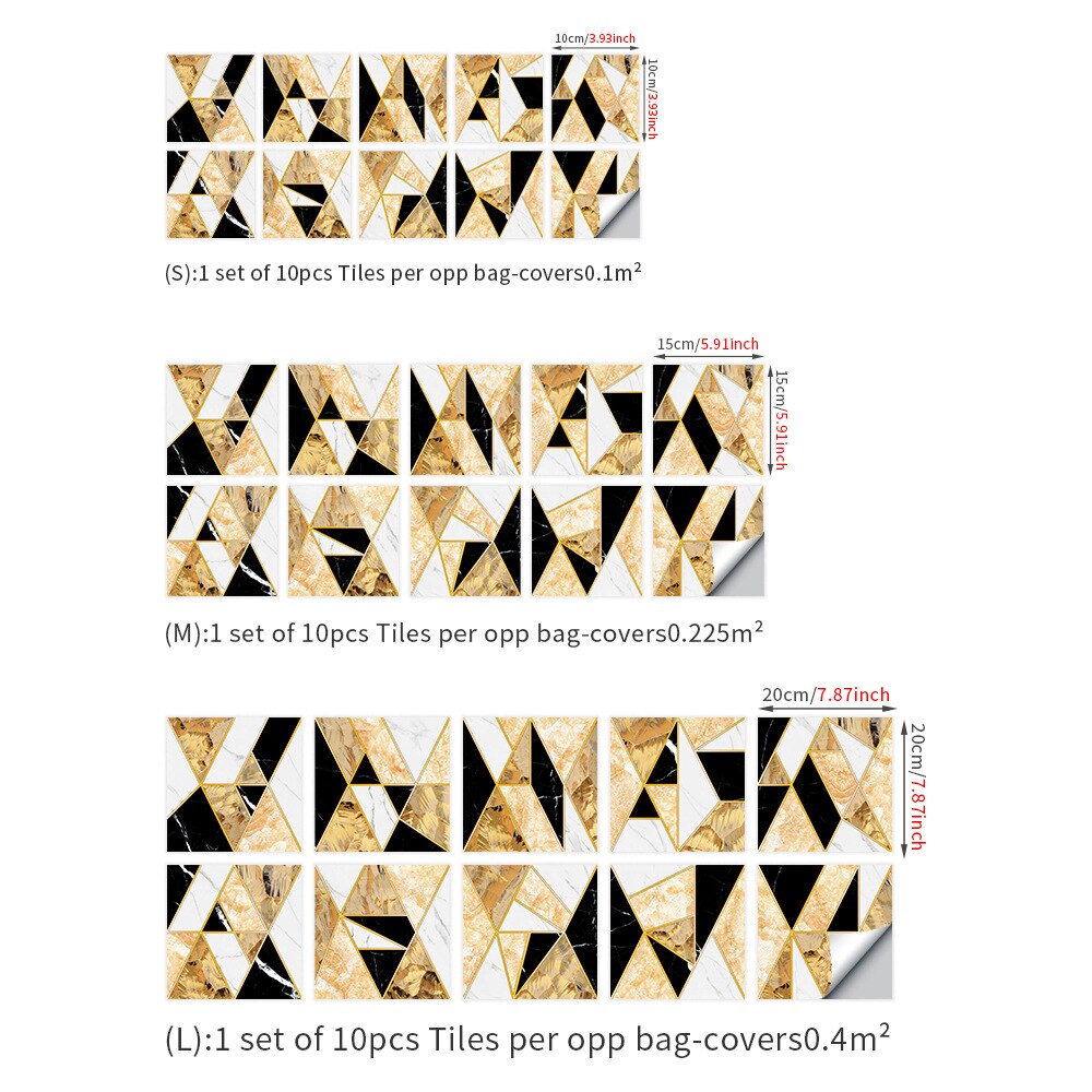 Kitchen Wall Sticker Set Waterproof and Oil-proof Geometric Figure Wall Decoration Wallpaper Light Moisture-proof PVC Texture