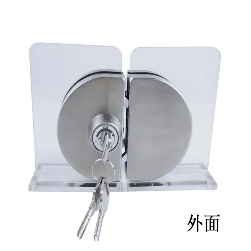 10-12mm Glass Swing Push Sliding Door Lock With 3 Keys Toughened Glass Door Lock Double Door Semicircle Hook Lock