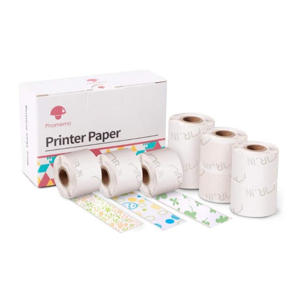 Phomemo 9 Rolls Thermal Sticker Paper 15mm x 3.5m 3 Rolls of Each Pattern Label Paper for Phomemo M02S Mini Photo Printer: Default Title