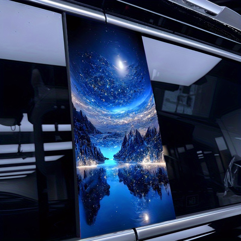 2PC Blue Galaxy en Moonlight Scenic Autosticker Waterdicht Krasbestendig B-stijl Beschermfolie Geschikt voor alle modellen