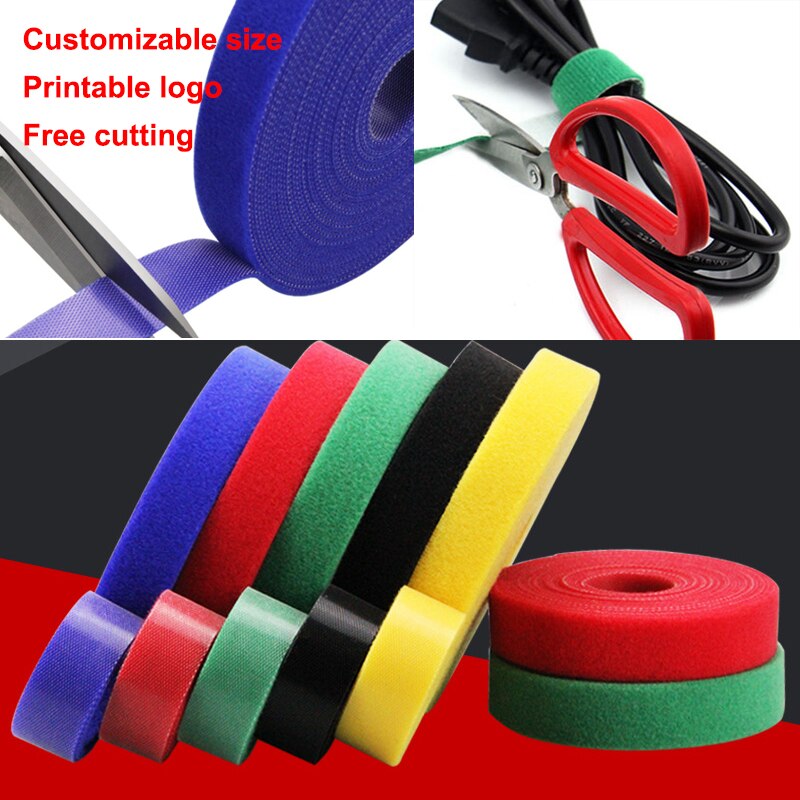 Cinta de sujeción reutilizable de 5M/rollo de 15/20mm, bridas para cables, correas de Velcro, tiras de cinta de gancho y bucle, organizador de cables de gestión de cables DIY