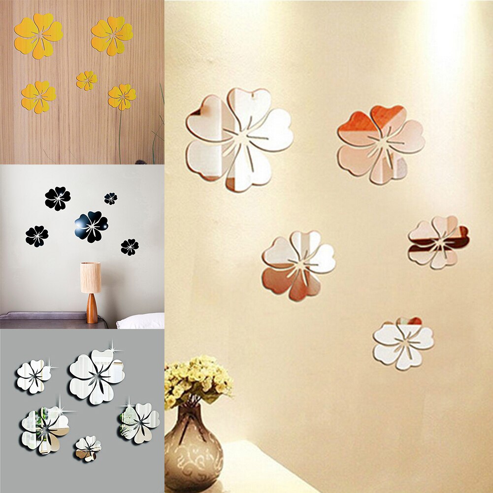 DIY Acrylic Wall Sticker 3d Mirror Art Flower Removable Living Room Bedroom Wall Decoration Wall Tile Glass