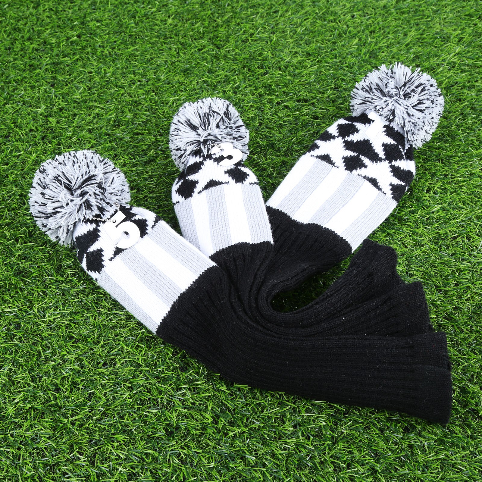 3Pcs No. 1 3 5 Golf Club Head Covers Set Knitted Fabric Sock Golf Headcover For Callaway Driver/ Fairway Woods