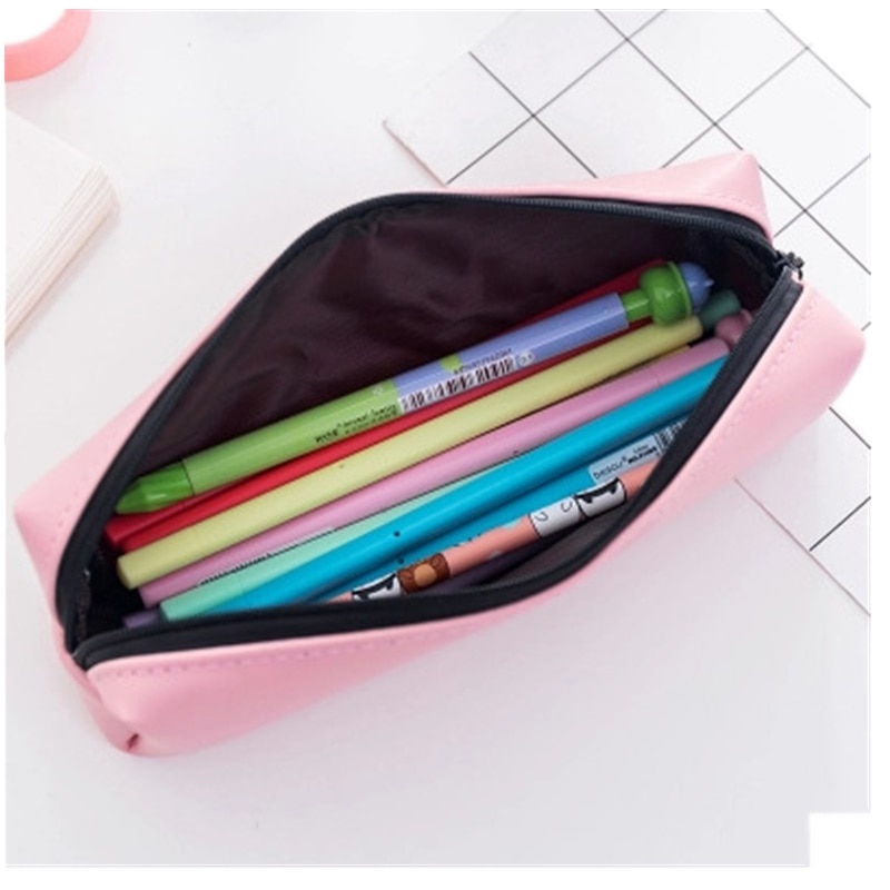 Cute Square pencil case girls Kawaii Pu Leather Pen Bag Stationery Pouch Office School Supplies cosmetic holder Zakka escolar