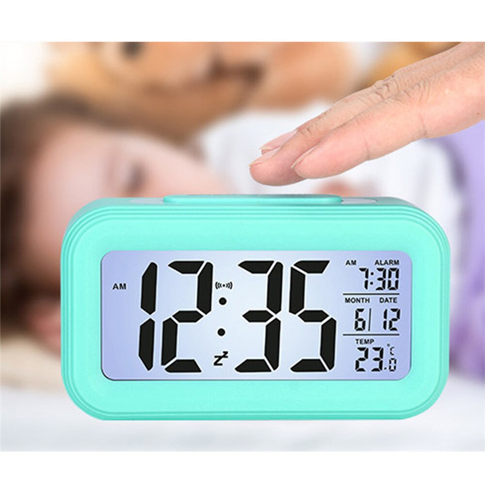 Ledet digital vekkerklokke elektroniske smarte klokker temperatur og kalender slumrefunksjon vekkerklokke hjem bord bakgrunnsbelysning