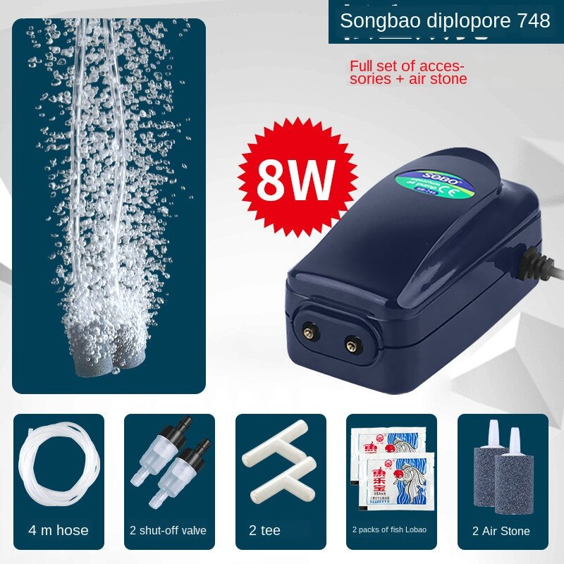 Regulating Fish Tank oxygen-increasing pump mute machine small oxygen-making machine for fish farming aquarium air pump: 748 and gift1