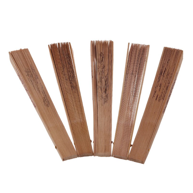 Chinese Folding Fan Incense Wood Hand-cranked Fan Sandalwood Hollow Hand-held Fan Wood Carving Printing Decorative Craft Fan