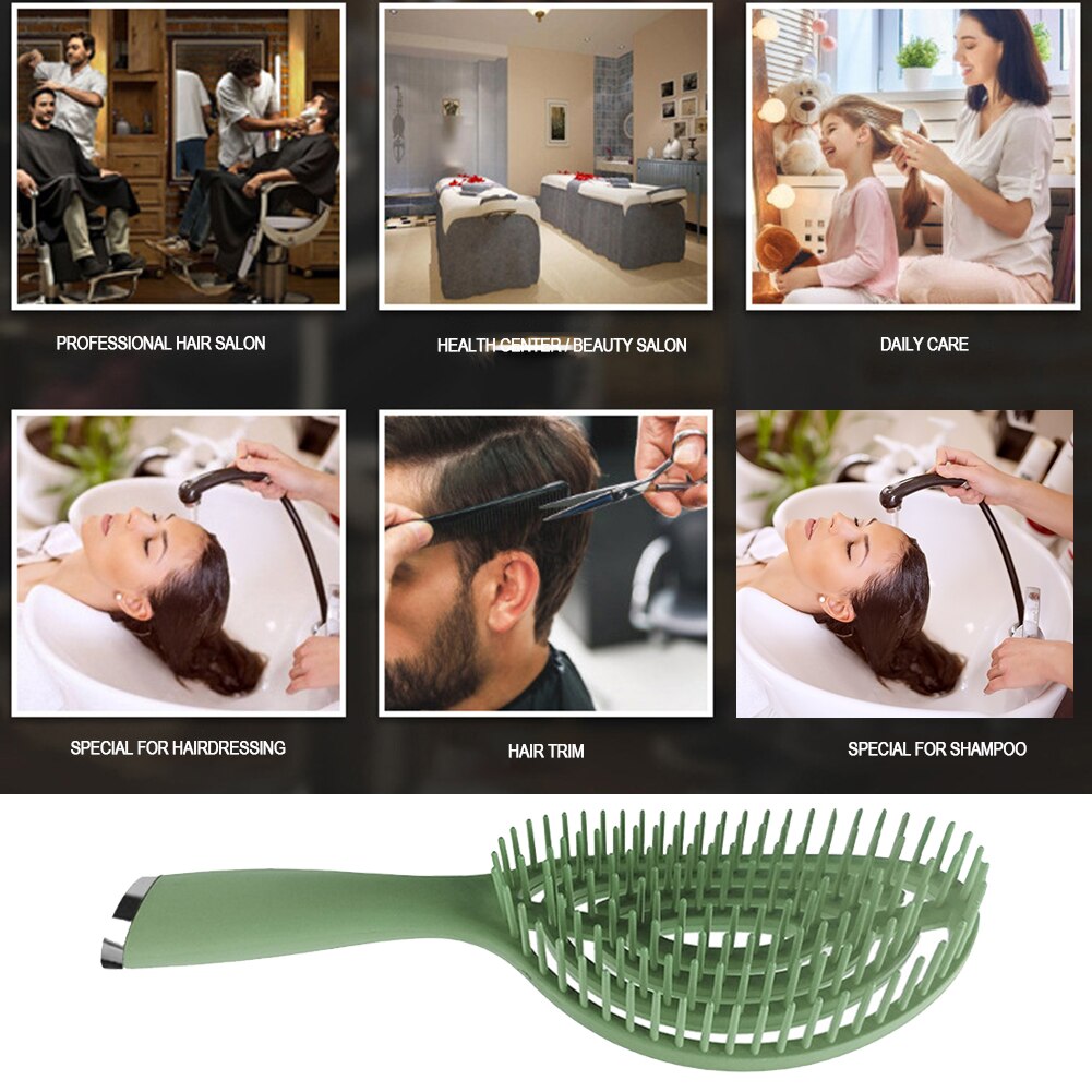 Vrouwen Haar Borstel Elliptische Hollow Out Vormige Kam Massage Hoofdhuid Grote Gebogen Plastic Kam Haarborstel Voor Kappers