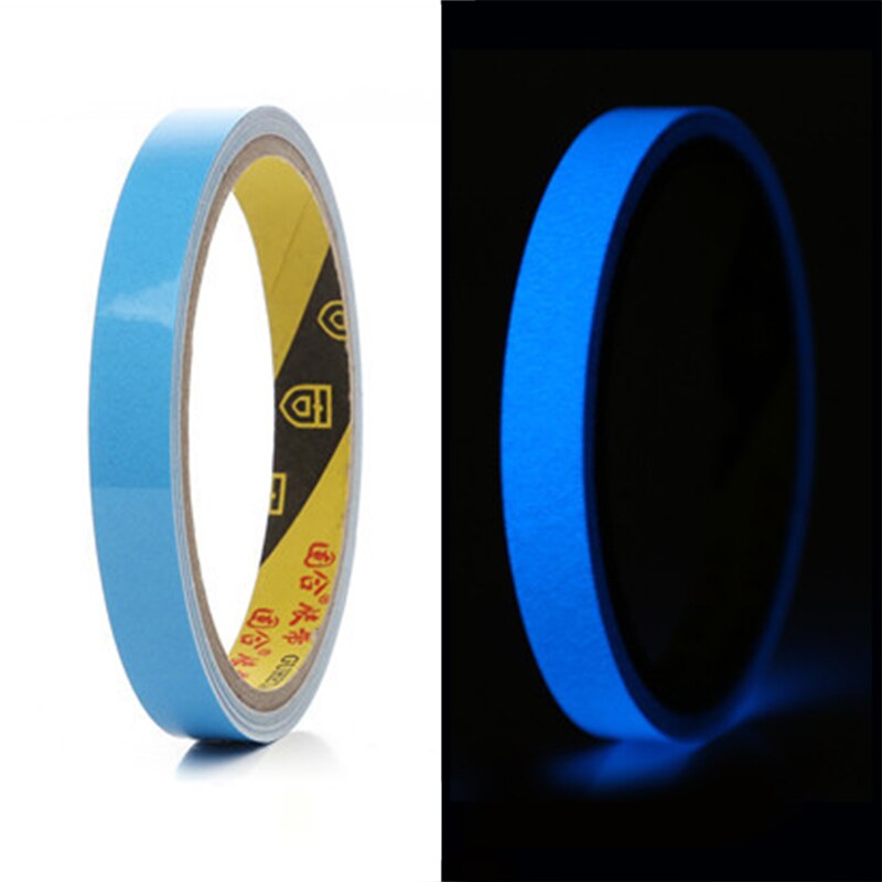 Ruban auto-adhésif lumineux vert, 3m 10m, autocollant d&#39;avertissement lumineux décoratif de scène, lueur dans la nuit: blue green / 10mmx5m