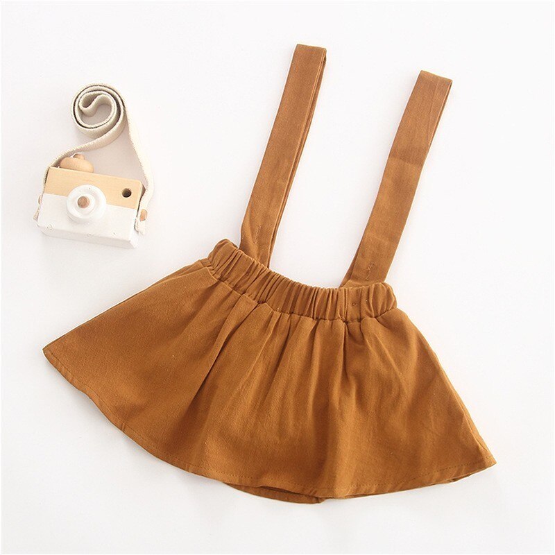 Baby Girls Cotton Skirt Summer Autumn Suspender Cute Petti Outfit Baby Toddlers Children Kids Knee Length Skirt: Brown / 18M