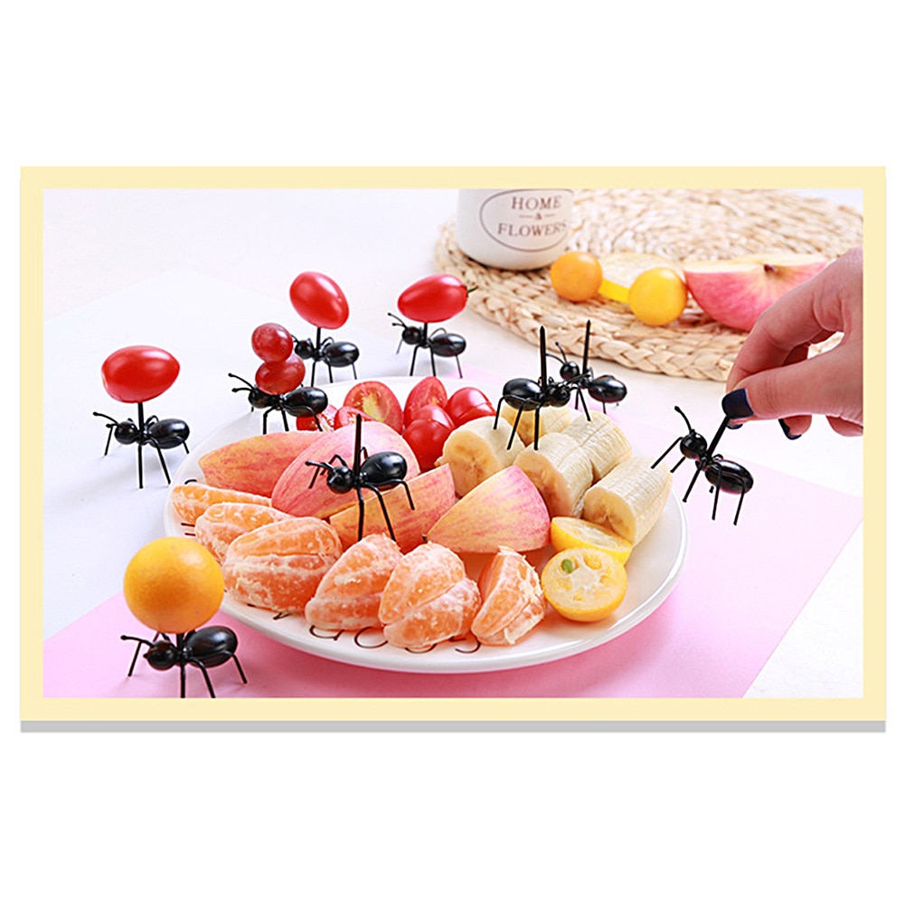 Mini Tenedor de plástico para frutas, decoración de Cocina, Bar, postre para niños, artículo de mesa para tenedores, comida de animales, palillo de dientes, 12 Uds.