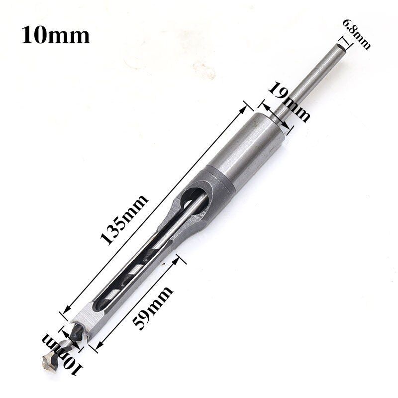 1pc HSS Square Hole Saw Mortise Chisel Wood Drill Bit with Twist Drill: 10mm