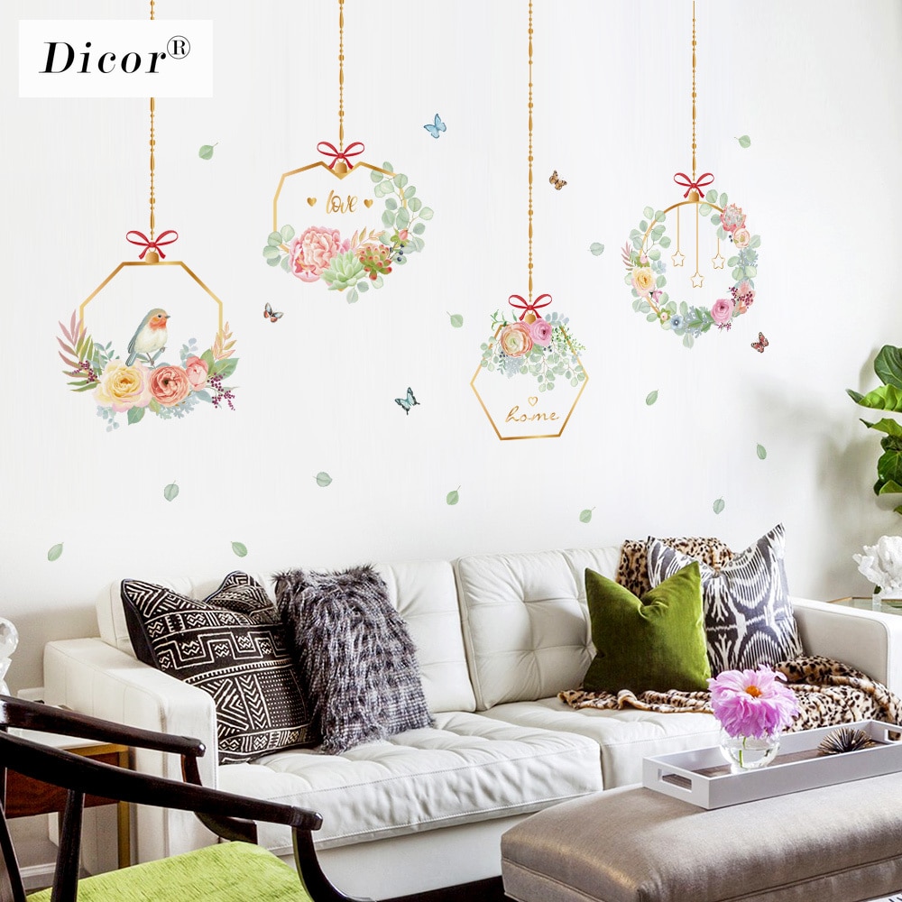 Modern Wall Sticker Flower Living Room Wall Art Stickers Bedroom Home Decor Self Adhesive Mural Removable Korean Style