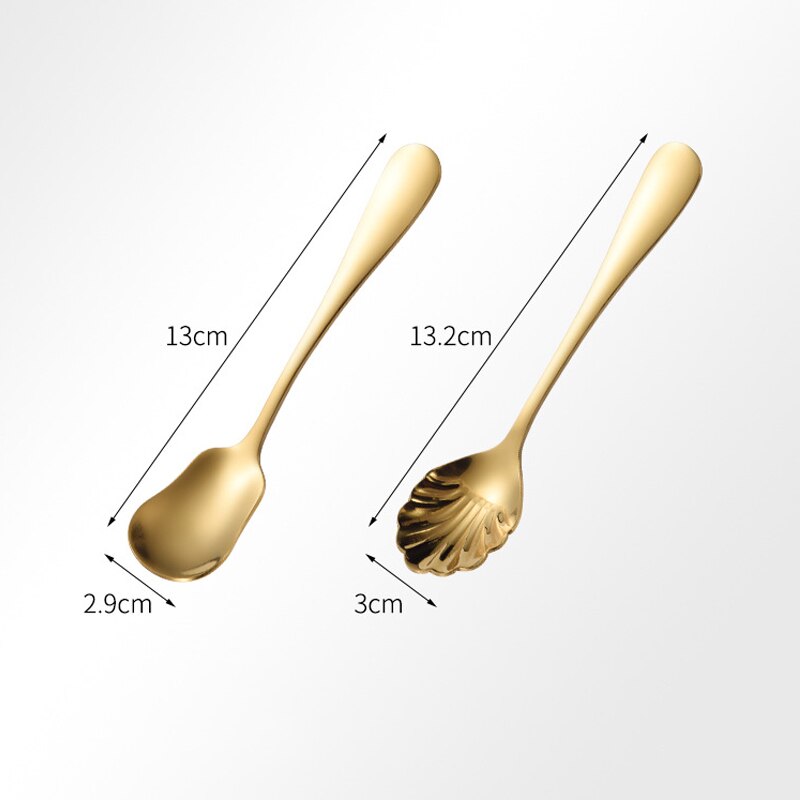Shell Shape Stainless Steel Spoon Teaspoons Coffee Spoons Ice Cream Sugar Dessert Spoons Tableware Kitchen Accessories
