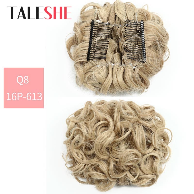 Large Comb Clip In Curly Synthetic Hair Pieces Chignon Updo Cover Extension Hair Bun Retro Style Women's Wedding Hairpiece
