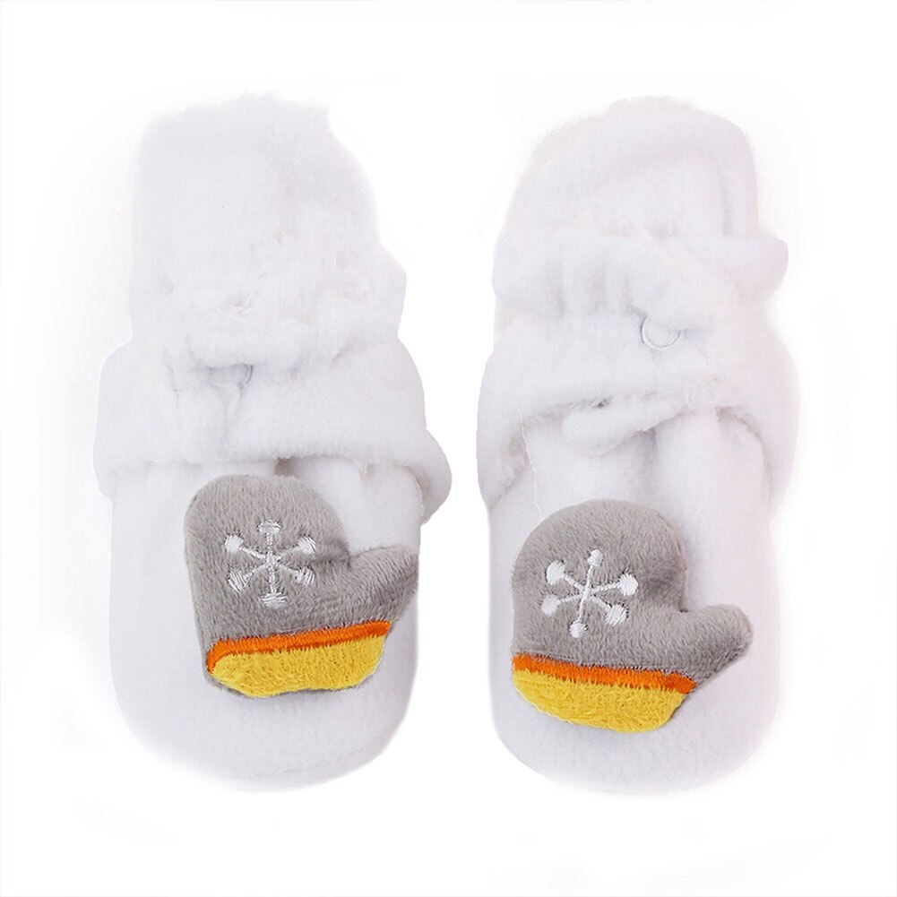 Baby christmas støvletter vinter varme 3d tegneserie fleece sokker krybbe sko skridsikker toddle first walking sko santa foot sokker: Hvid / Størrelse 12 6-12 måneder