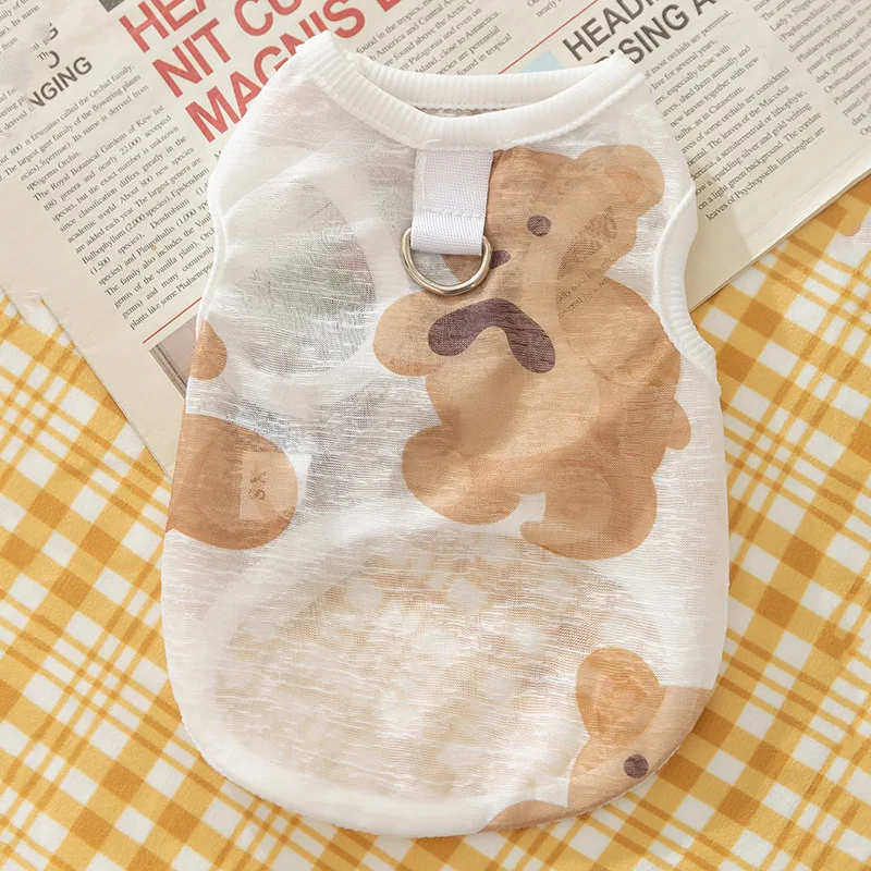 Chaleco de tracción de oso de malla sin mangas para perro y gato, chaleco de refrigeración fino y transpirable, ropa de verano: XXL / Negro