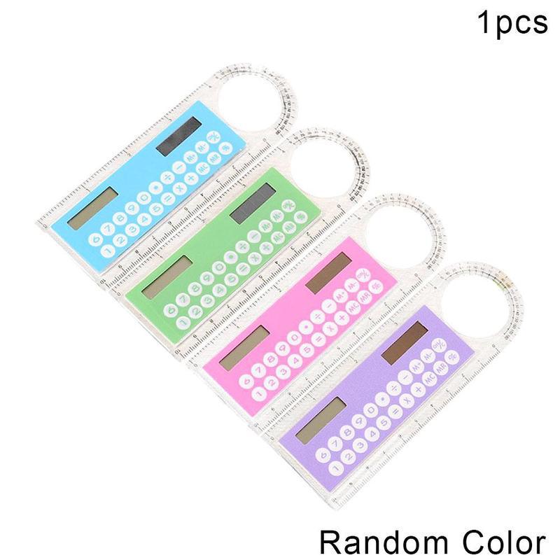 1piece 10cm Ruler Mini Calculator Multi-function Thin Office Ruler School Colors Stationery High Random Student Fou J4S0: Default Title