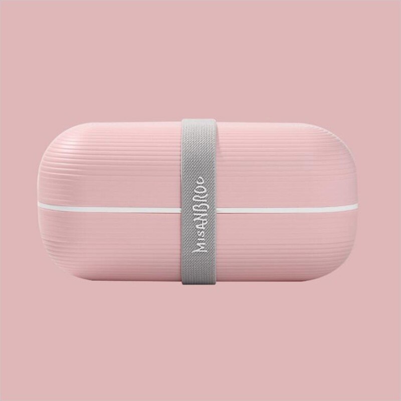 Dubbele Laag Lunch Box Bento Box Voor Student Kantoormedewerker Food Storage Container Box Magnetron Eenvoudige Stijl Draagbare Lekvrij: Pink