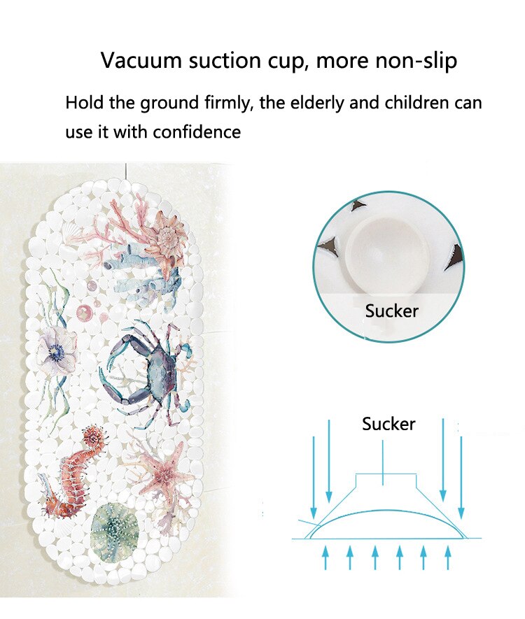 Bathtub Mat Non Slip Oval Shower Bath Mat With Suction Cute Convenience Cups For Kids Adults Non-Slip Mat