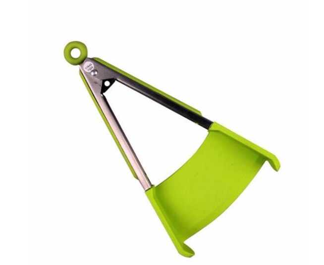 Joylove 2 In 1 Slimme Keuken Spatel En Tang Non-stick Hittebestendige Rvs Frame Silicone Tang keuken Gadget: Green / 12 inch