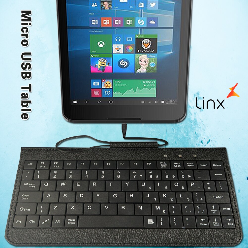 Tragbare Ultra-Dünne verdrahtet Tastatur Geeignet für Linx 7/8/Linx 820 8 Zoll Tablette Mini Schwarz englisch Schweigen Verdrahteten Tastatur + Halterung