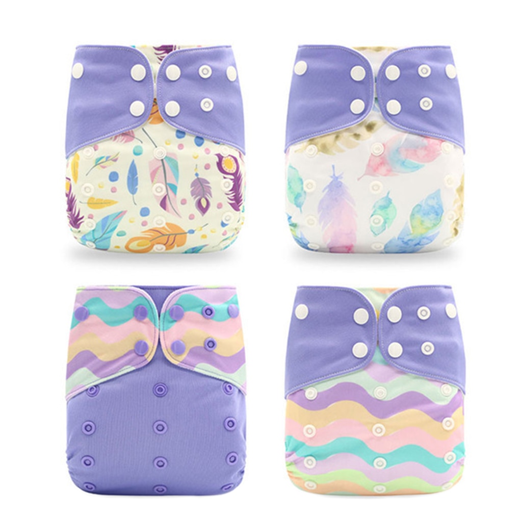 4pcs Baby Reusable Nappies Washable Polyester Cloth Diaper Suitable For Toddler Age 0-3 Years Old