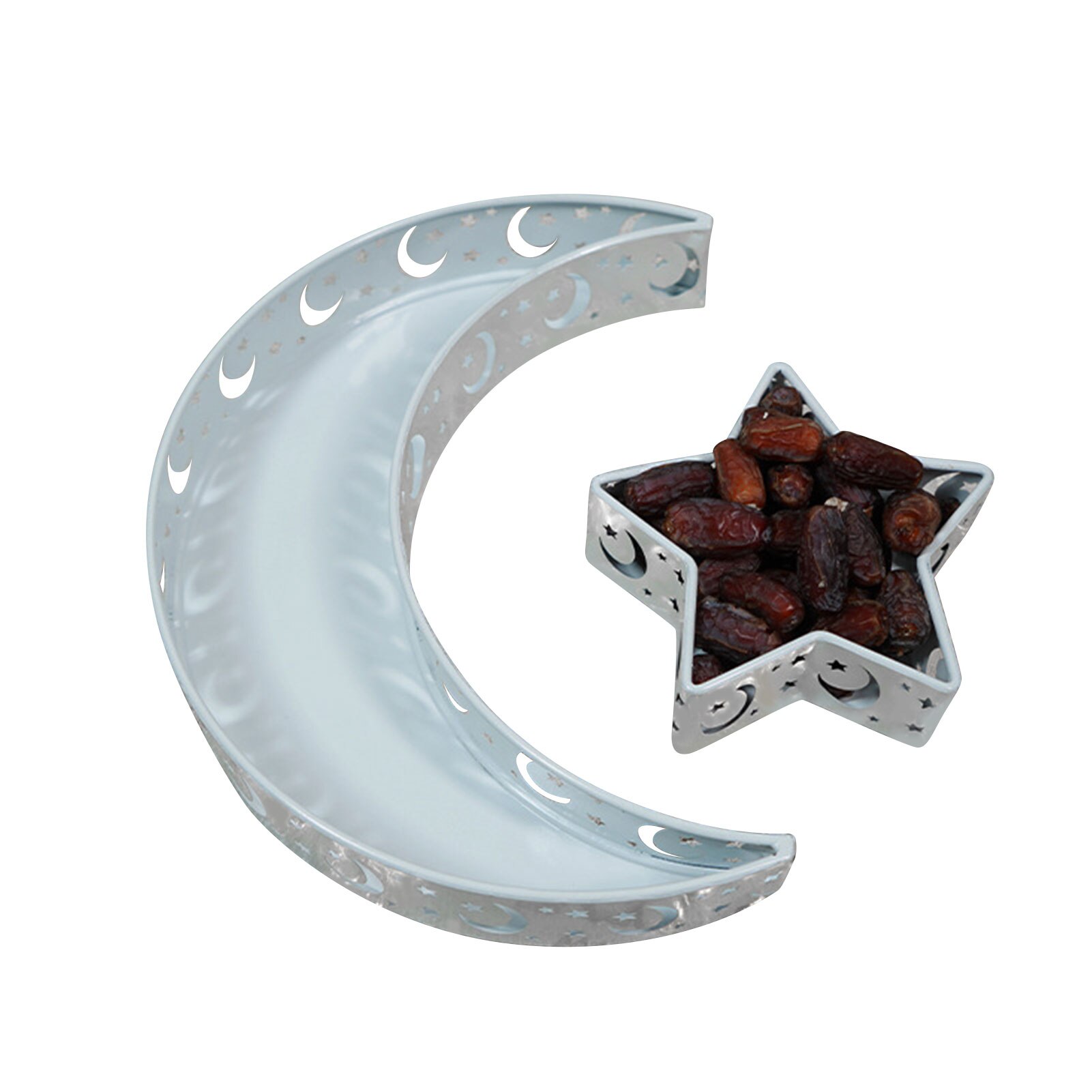 Moslim Eid Voedsel Lade Innovatieve Eid Mubarak Moon Star Dienblad Servies Dessert Voedsel Opslag Moslim Islamitische: White