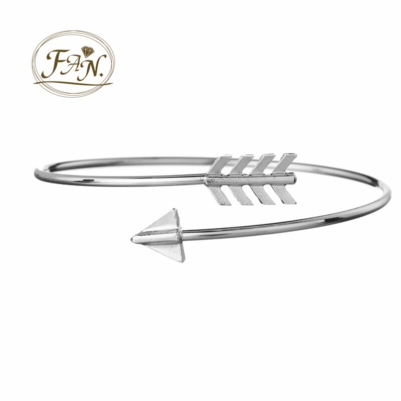 2021 nova tendência charme menina senhoras simples seta estilo prata cor casual moda ajustável manguito pulseira jóias presente agradável