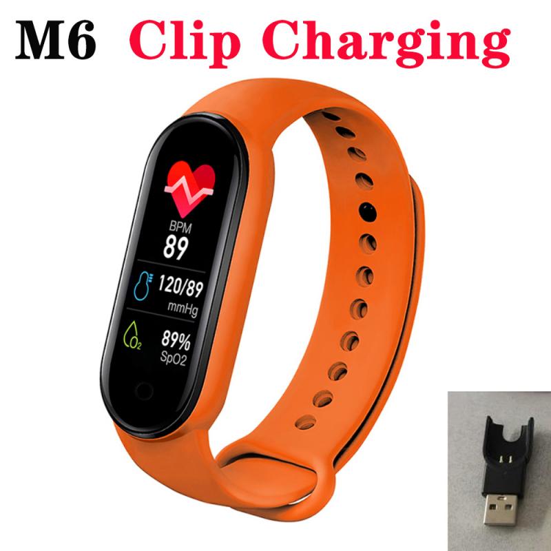 M5/m6 smarte sport band fitness spor skritteller hjertefrekvens blodtrykksmåler bluetooth smart klokke for iphone xiaomi android: B06-m6 oransje