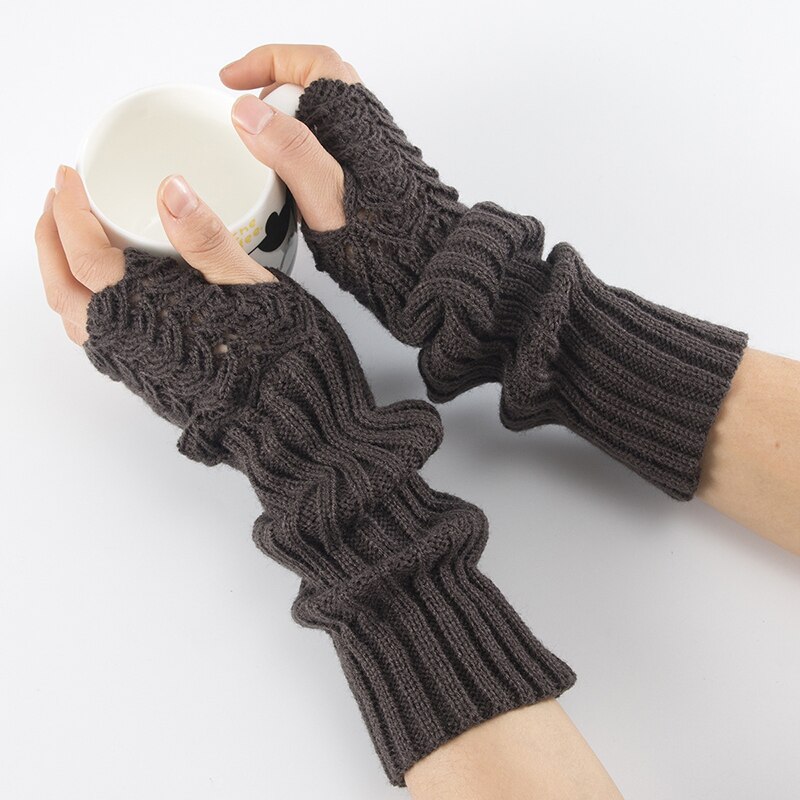 Femmes main plus hiver Gants bras Crochet tricot lisse mitaine sans doigts gant Gants Femme offre spéciale