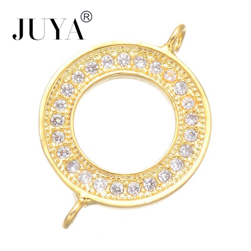 Supplies For Jewelry Copper Zircon Rhinestone Simple Round Circle Connectors For DIY Bracelets Necklaces Earrings Jewelry Making: Gold