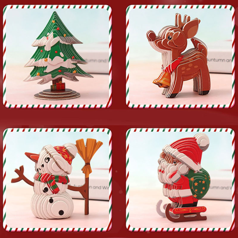 Tema natalizio modello di babbo natale Puzzle 3D asilo precoce educativo fai da te carta di carta fatta a mano Jigsaw per bambini giocattoli regalo