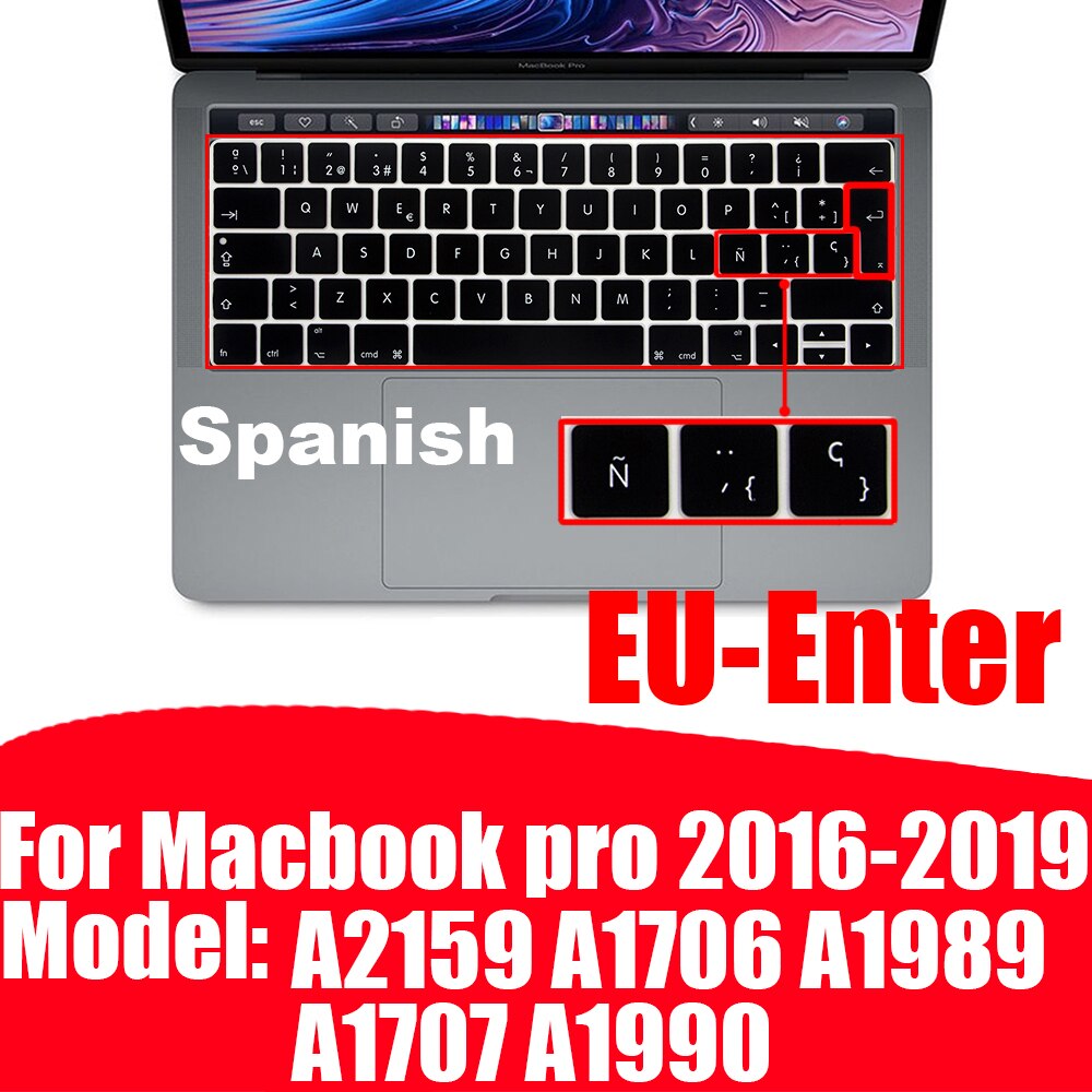 Z ñ hiszpańska osłona klawiatury Protector dla Macbook Air13 A2337A2179 dla Macbook Pro13 A2338A2289 A2159 klawiatura folia ochronna: EU Pro1315touchbar