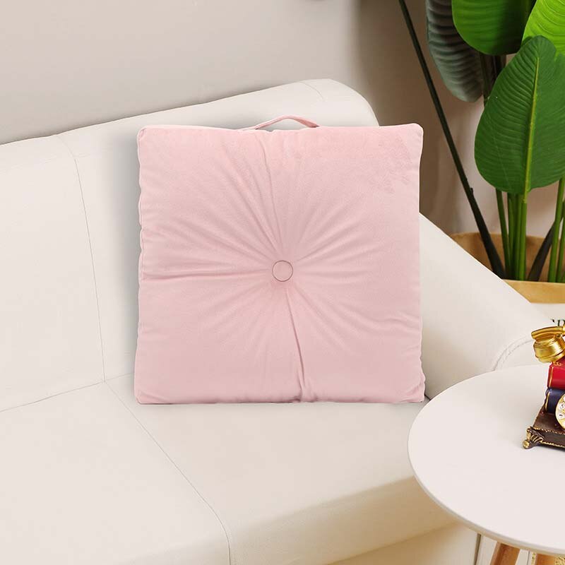 13,7 inch rond bankkussen pure kleur fluwelen huisdecoratie, geplooid