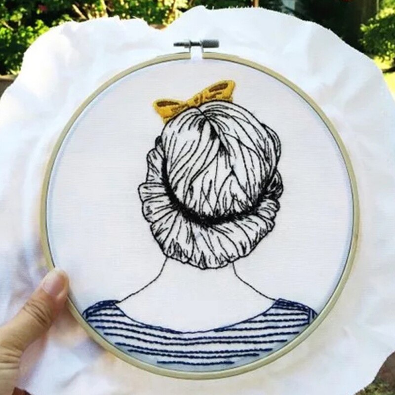 DIY Handmade Embroidery Starter Kit With Bamboo Embroidery Hoop Chinese Style Su Xiu Fairy Flower Pattern Cross Stitch Kit