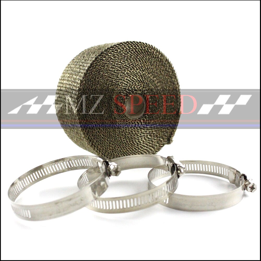 Envoltorio para tubo de escape, envoltura de tubo de bajada resistente al calor, bridas de acero inoxidable de 5m x 5cm para motocicleta y coche