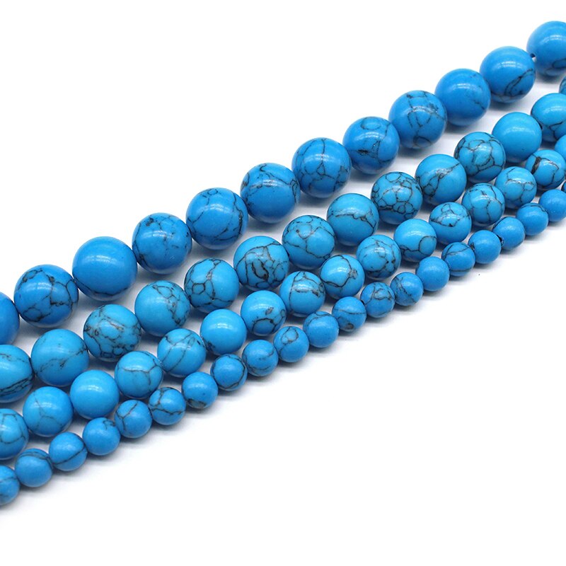 Smooth Natuursteen Blauw Turkoois Ronde Losse Kralen 15 &quot;Strand 4 6 8 10 12 Mm Pick maat Voor Sieraden Maken: 4mm approx 93beads