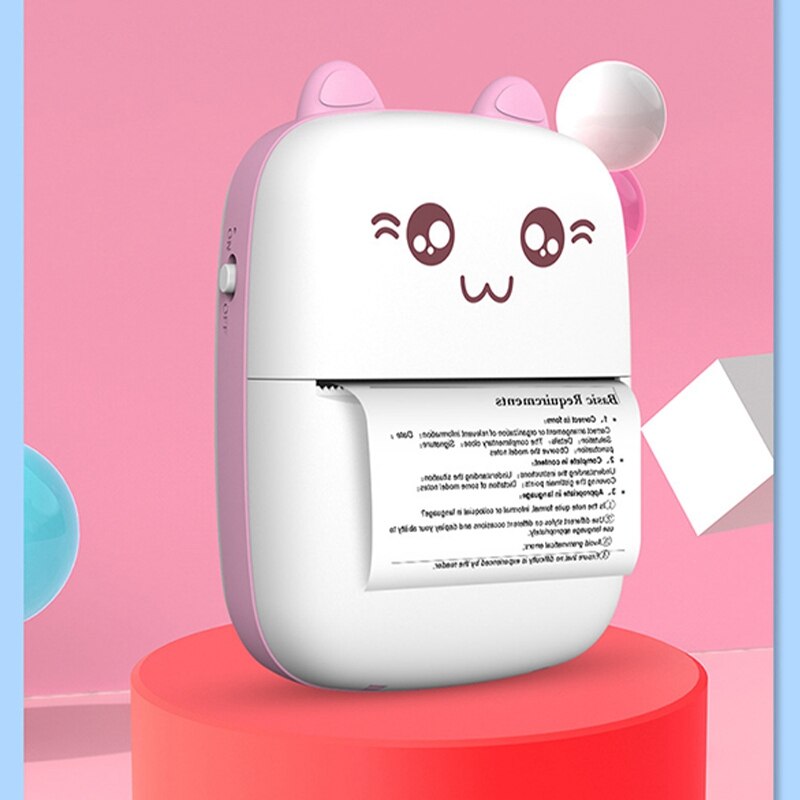 Mini handhållen termisk skrivare mobiltelefon bluetooth med 1 rulle tryckpapper bärbar fickskrivare