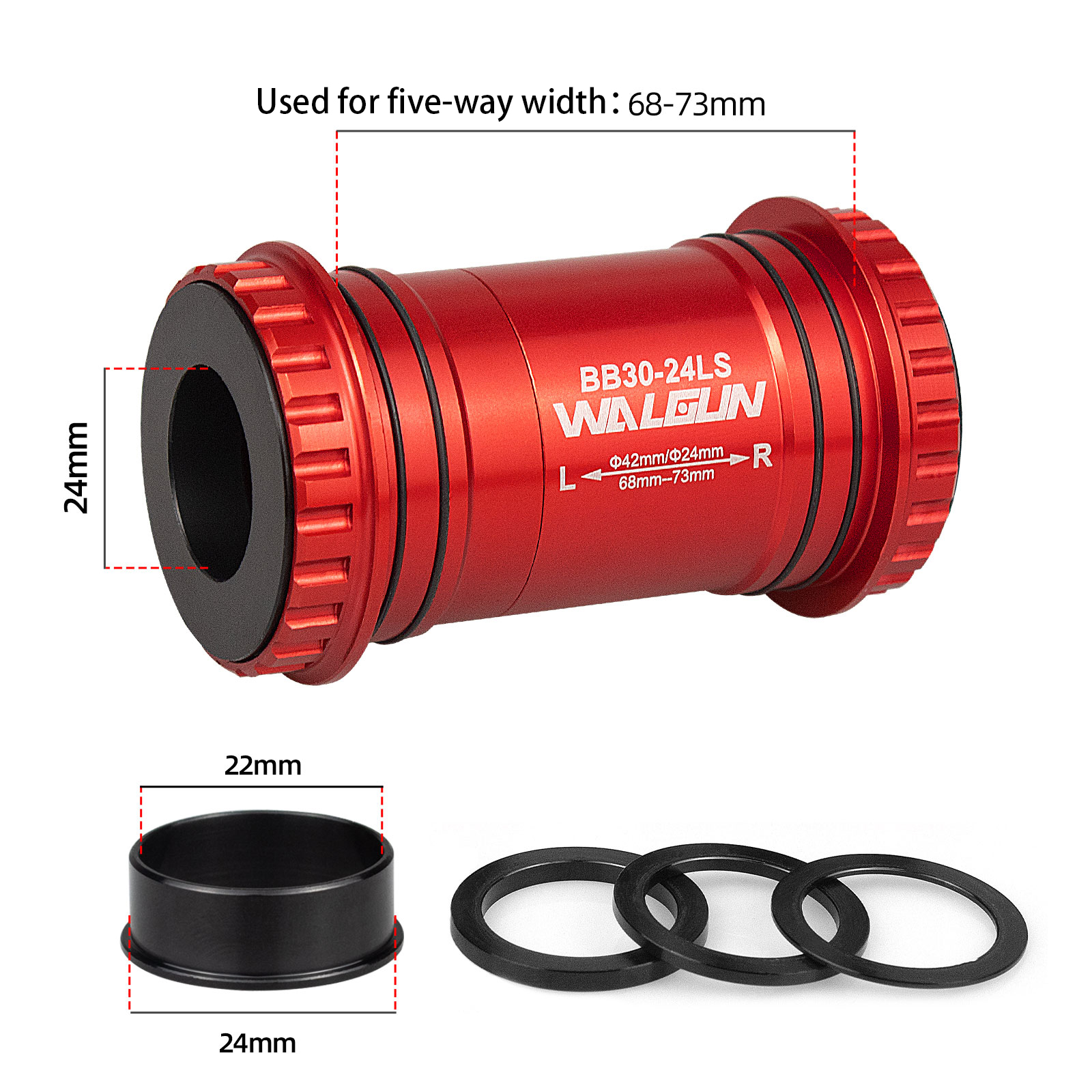 WALGUN BB3024 Bicycle axle Bracket BSA Thread Kit Road MTB Bike Frame Ceramic Bearing 24 30 mm DUB Crankset Bike Parts