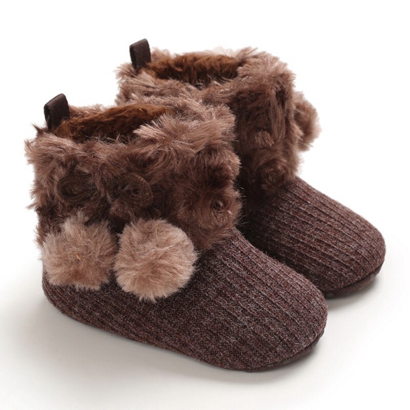 Höst vinter nyfödd baby skor flicka pojke prickiga stickat stövlar casual sneakers halkfria promenadskor med mjuk sulor