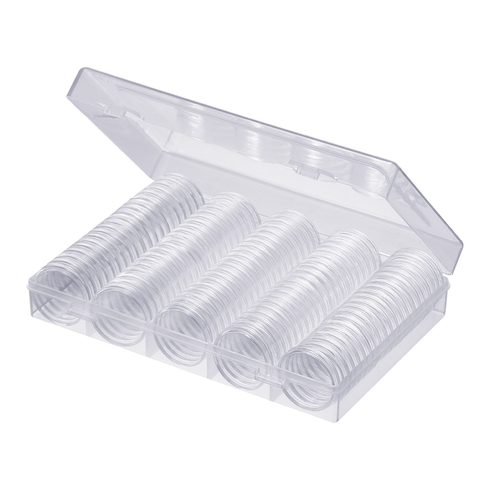 100 Stks/set Diameter 30Mmplastic Clear Capsule Collection 16/20/25/27/30/38/46 Coin opbergdoos Ambachten Containers Opslag: without EVA pad