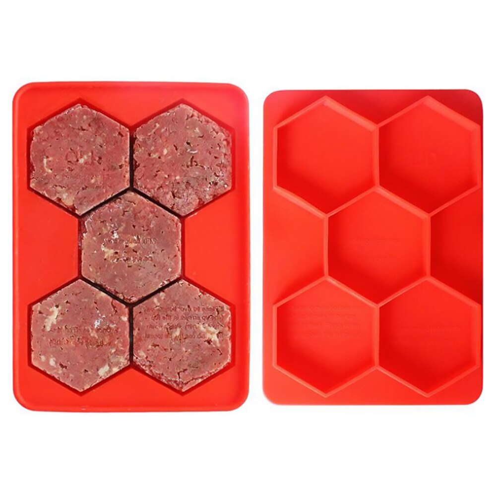 Silicone Hamburger Meat Mold Press Round Shape Meat Beef Grill Burger Press Patty Maker Mold 5 Square holes