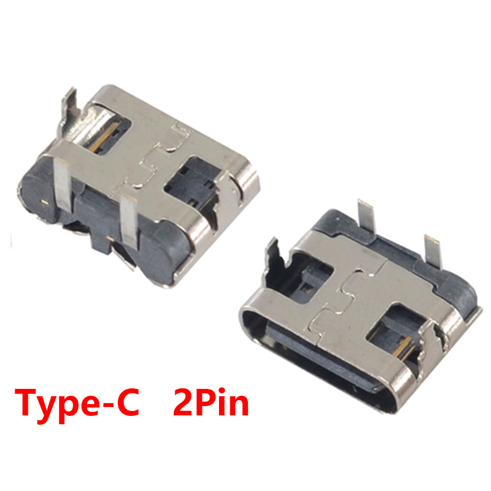 10-100 stk 2 pinner mikro usb type c kontakt stikkontakt usb 3.1 type-c hunn strømkontakt Brygge til mobiltelefon ladeport 2p