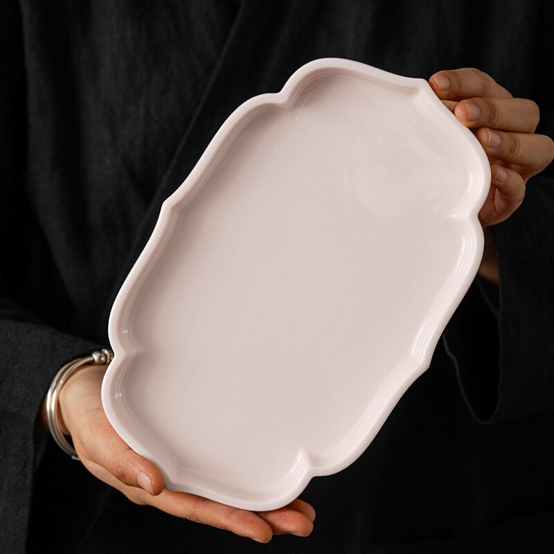 Household Kung Fu Tea Set Plates for Food Dry Bubble Tea Tray Complete Tableware Service Ceramic Pot Holder Handmade Dinnerware