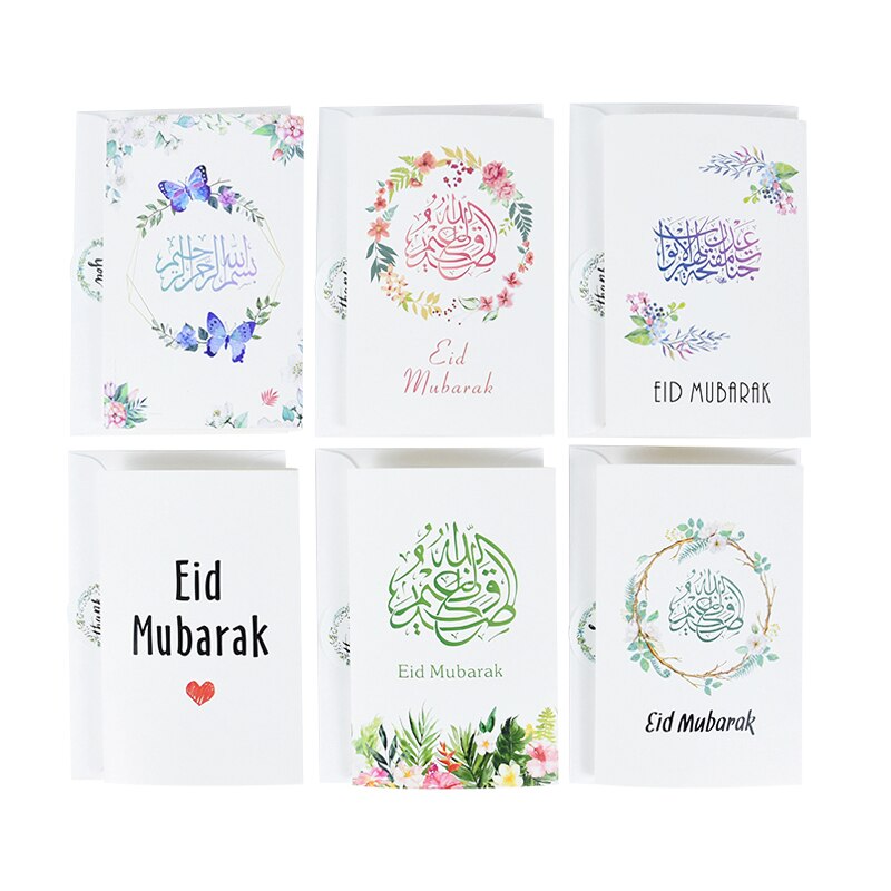 18Pcs/Set Eid Mubarak Greeting Cards Eid al-Fitr Greetings Cards Ramadan Note Cards with Envelopes Muslim Islamic Party Supplies