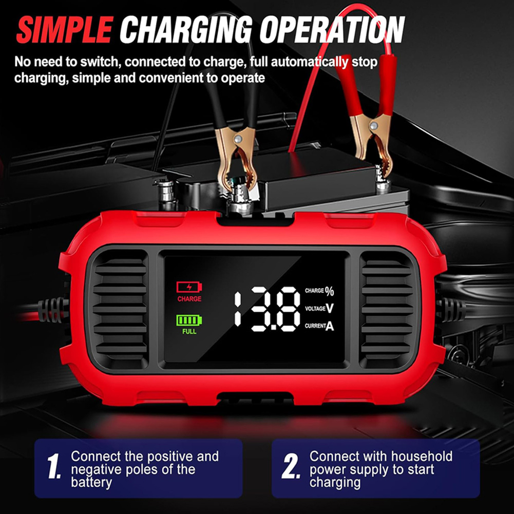 Auto Motorrad Batterie Ladegerät Digital Display 12V 2A Batterie Ladegerät Batterie Erhaltungsladegerät Betreuer für Auto Lkw Batterie