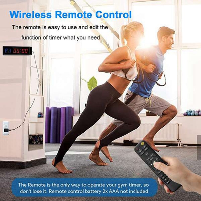 Gym Timer,LED Interval Timer Digital Countdown Wall Mounted Clock Fitness Timer,Digits Down/Up Clock Stopwatch for Home