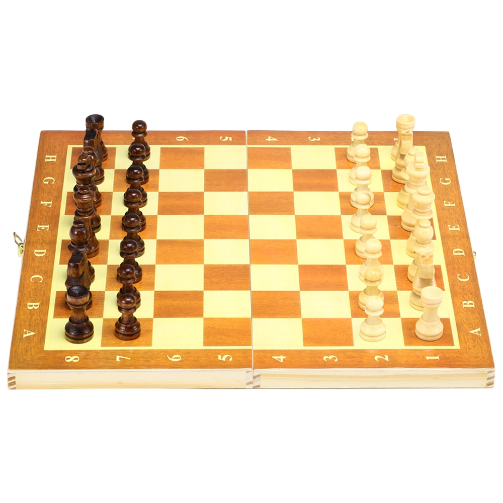 Wooden Chess Set With Folding Chessboard Backgammon Checkers Travel Games Draughts Entertainment Educational Toys chess board