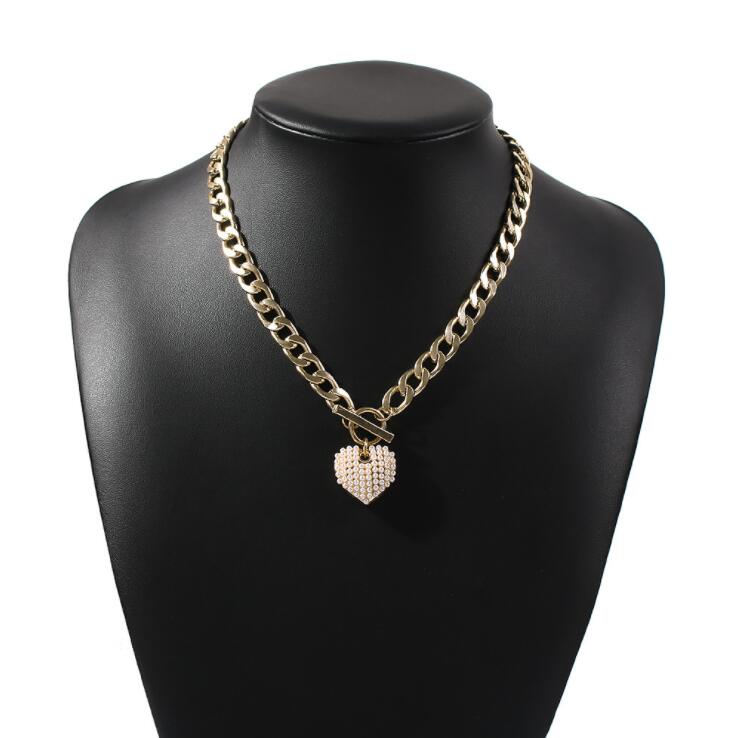 KMVEXO-collier avec pendentif en forme de coeur, perles, Punk, amour, amour, fermoir à bascule épaisse pour Couple, bijoux de fête, de noël: Default Title